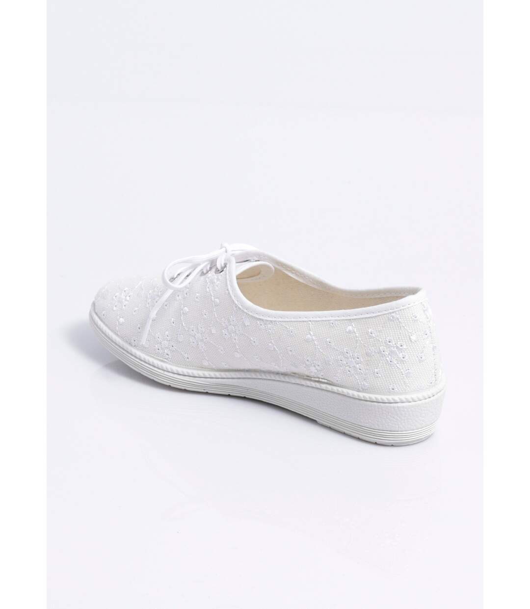 Derbies lacées compensées textile brodé-2