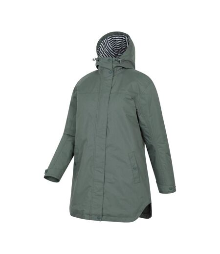 Womens/ladies Riviera Padded Waterproof Jacket Khaki Green Mountain Warehouse