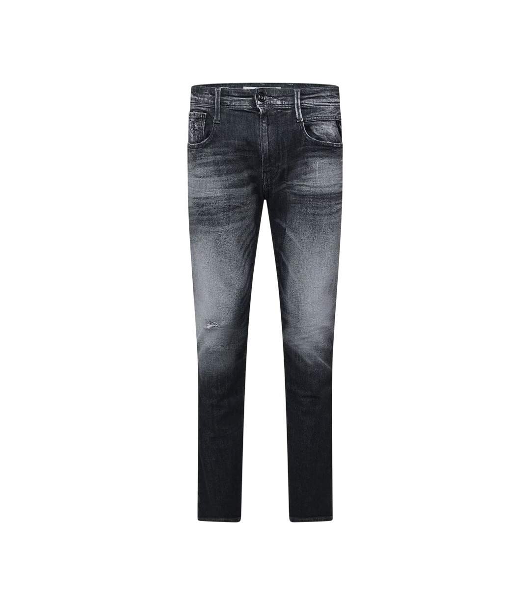Mens Anbass Cotton Distressed Slim Jeans Grey Replay-1