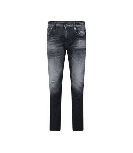 Mens Anbass Cotton Distressed Slim Jeans Grey Replay