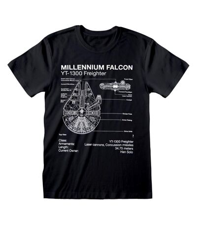 Star Wars Unisex Adult Millennium Falcon Sketch T-Shirt (Black) - UTHE100