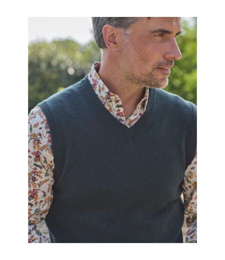 Mens Cashmere Sweater Vest Dark Forest WoolOvers