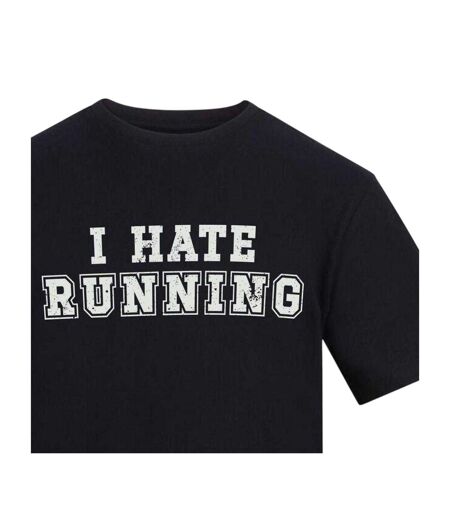Mens I Hate Running T-shirt Black AWD
