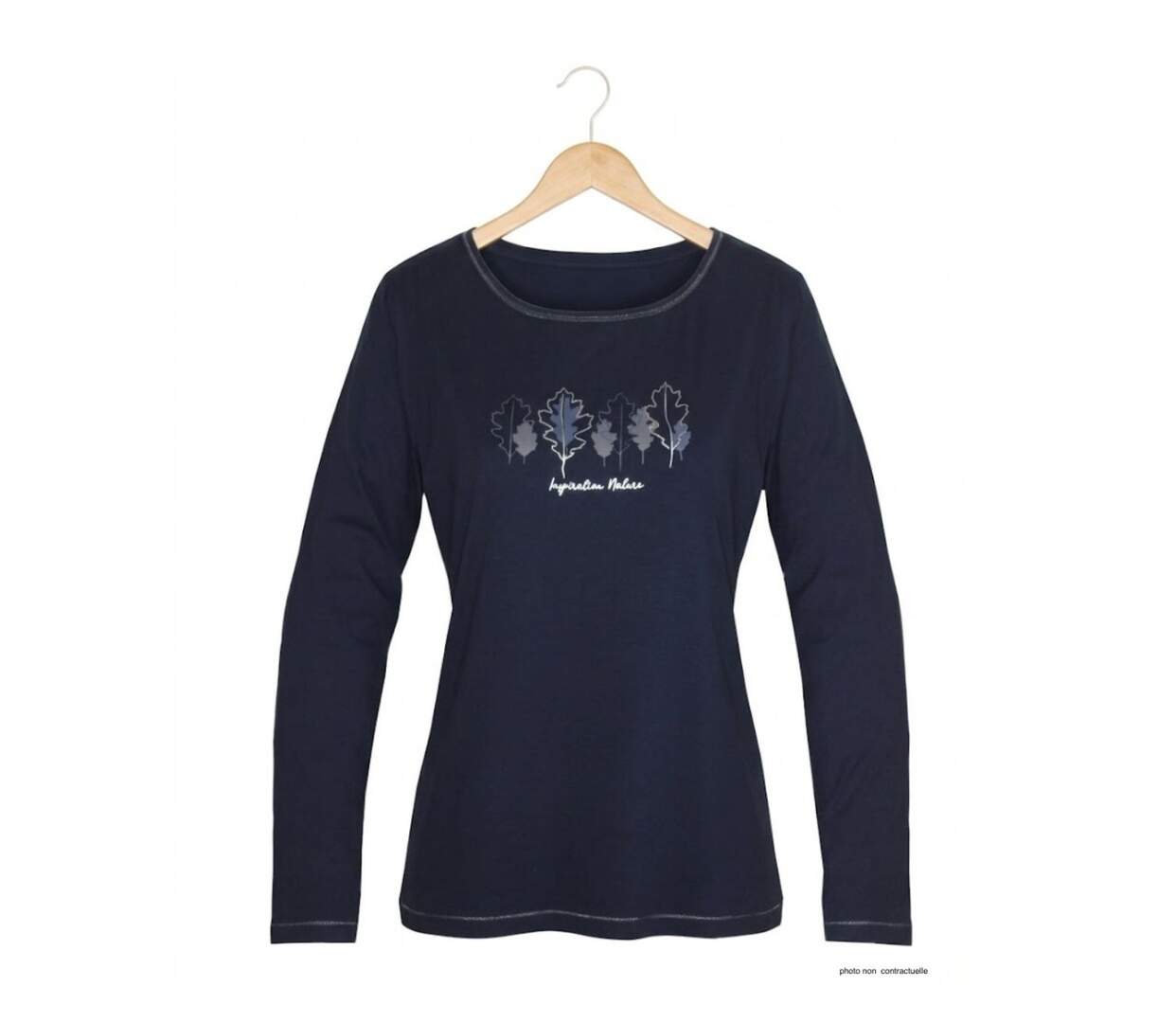 MAYFLOWER NOBODY1 – Tee-shirt manches longues marine à détails brillants pour un look chic et décontracté-2