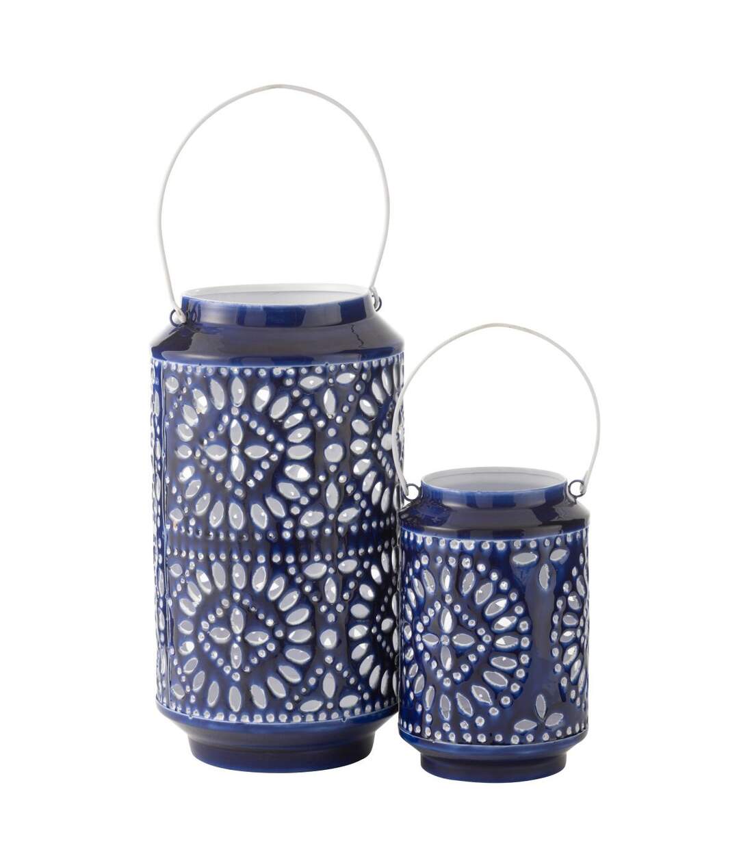Lanterne Ajourée en Métal Nag 33cm Bleu-4