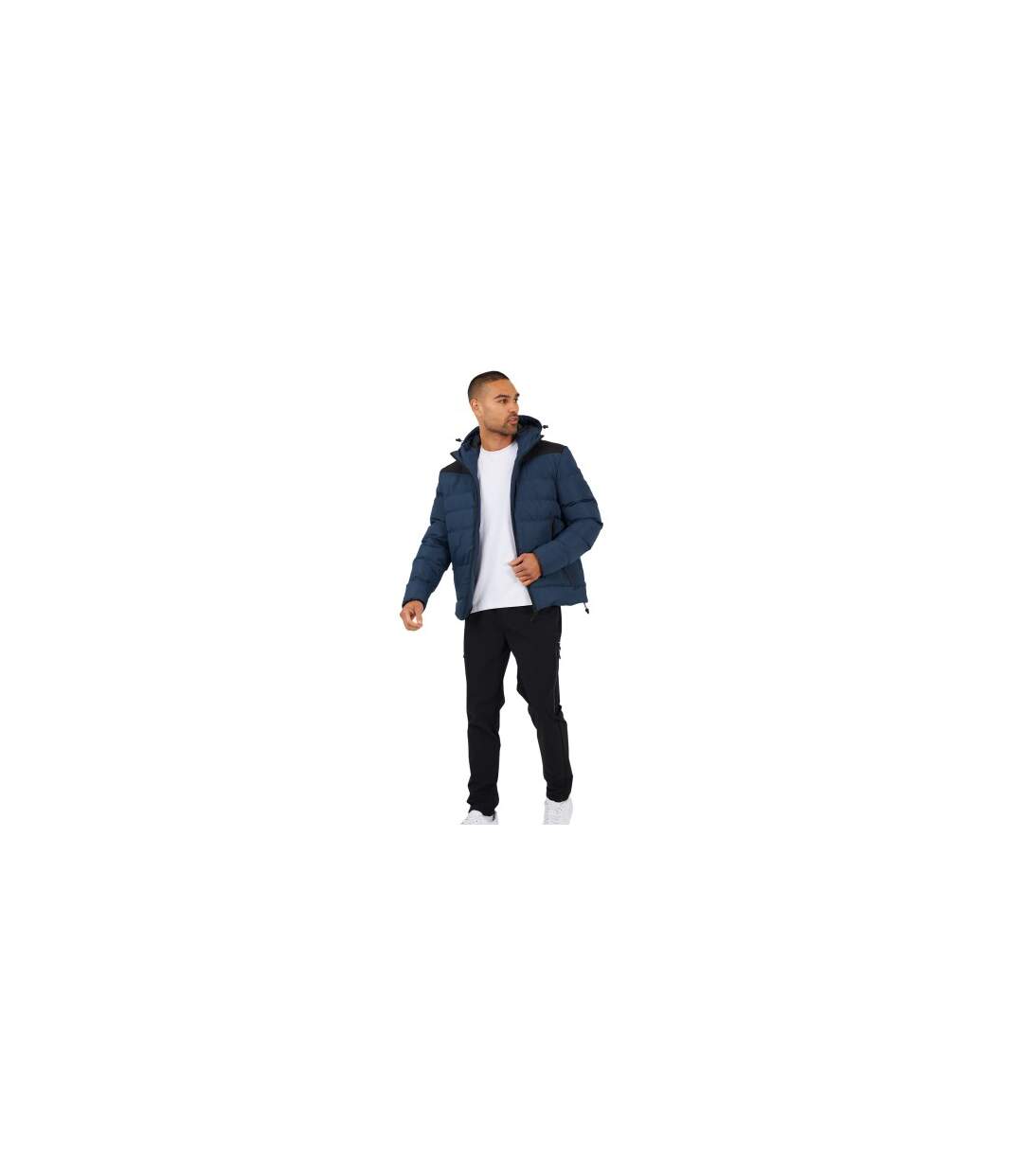 Doudoune À Capuche Motif/style Matelassé Homme Bleu Pétrole Brave Soul-1