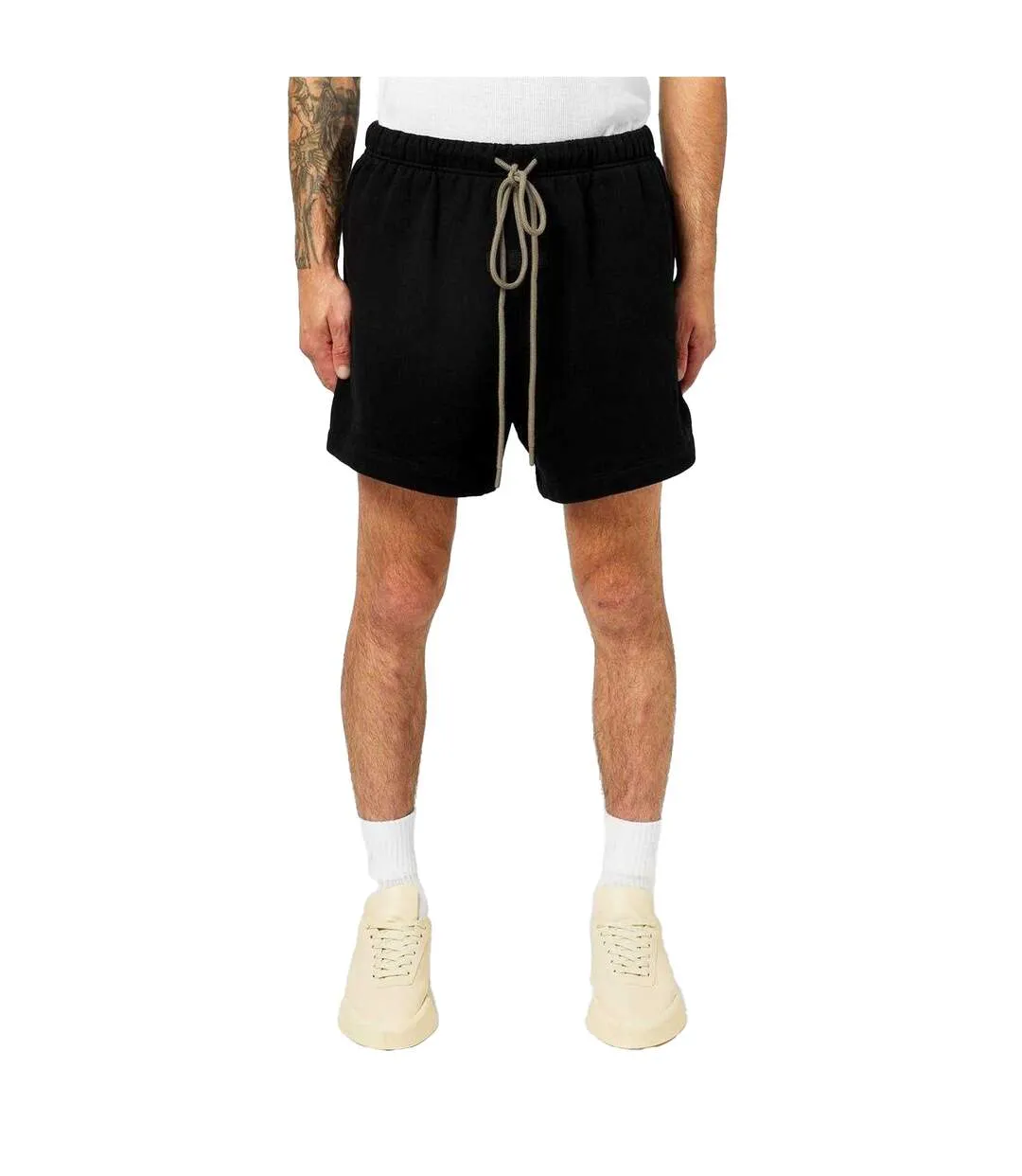 Mens Fleece Sweat Shorts Black Essentials-1