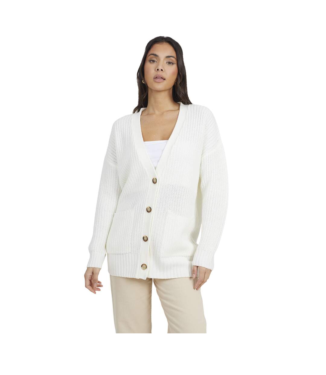 Cardigan Niamos Femme Blanc Cassé Brave Soul-2