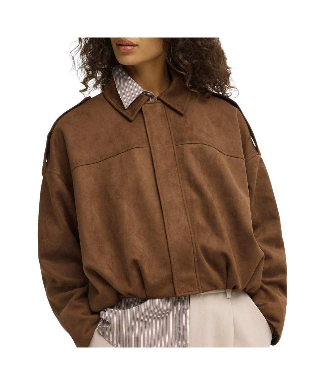Veste en suédine marron femme only amber-1
