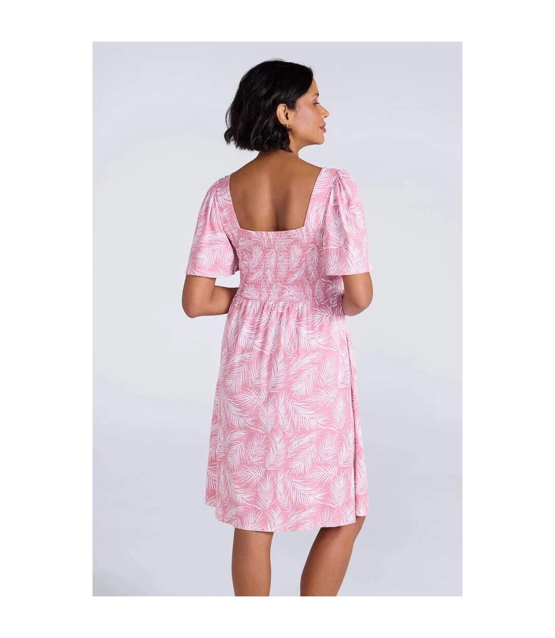Womens/ladies Hydra Palm Leaf Shirred Dress Pink Mountain Warehouse-4