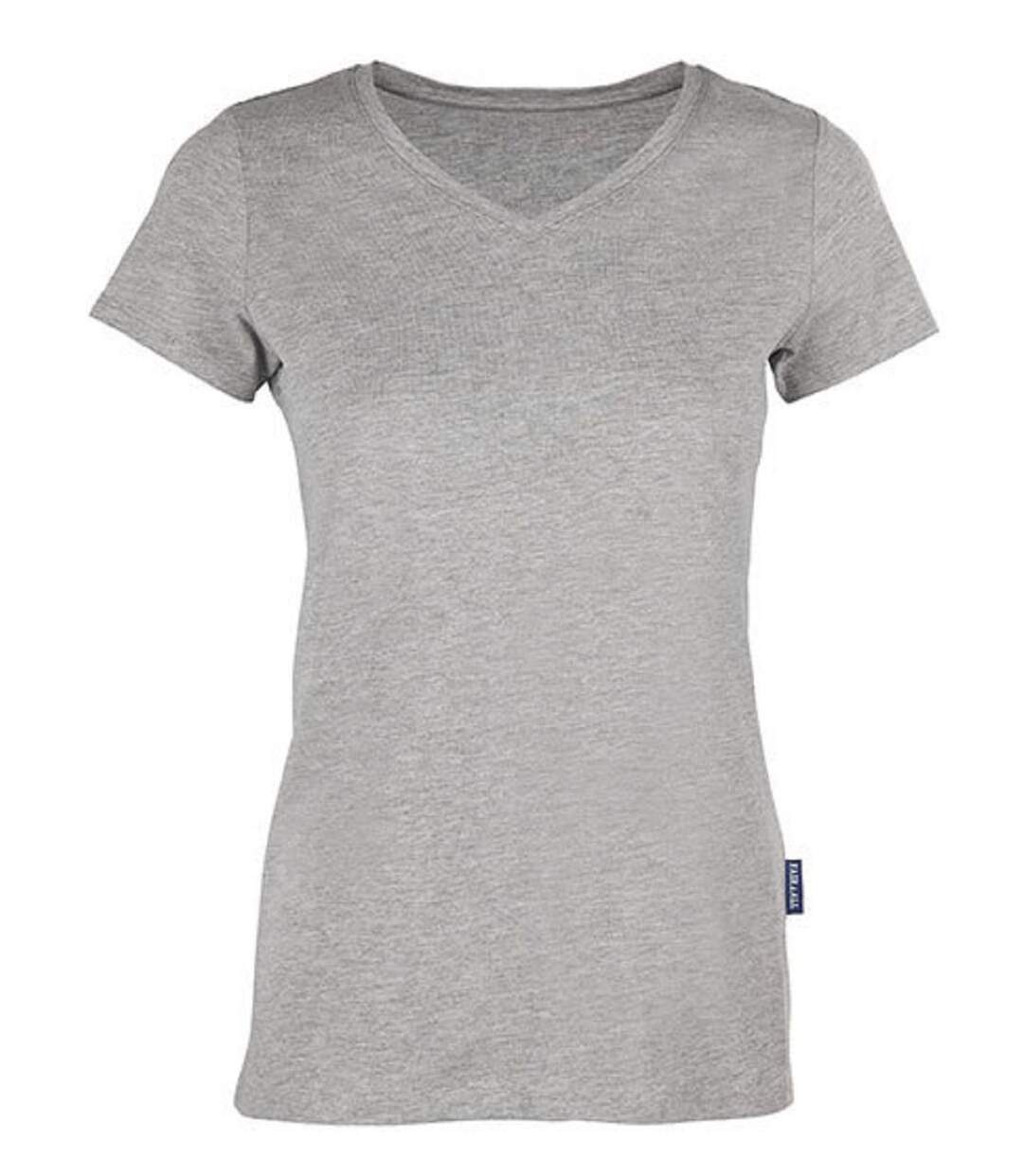 T-shirt manches courtes col V - Femme - HRM202 - gris chiné-1