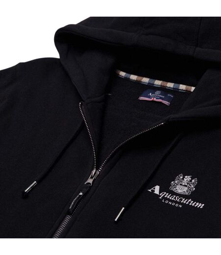 Mens Active Small Logo Full Zip Hoodie Black Aquascutum