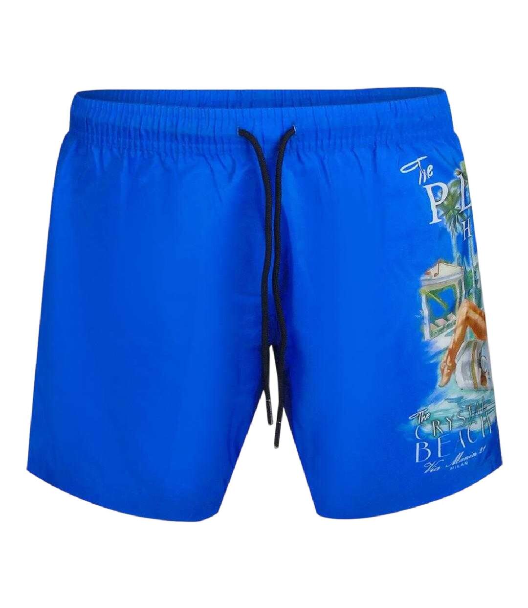 Short De Bain Motif/style Pin-up Homme Bleu Foncé Philipp Plein-1