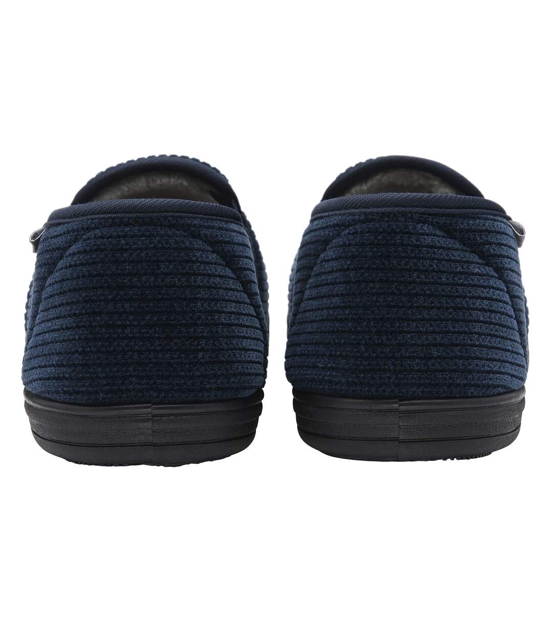 Dunlop - Chaussons homme velours côtelé marine doublés peluche-2