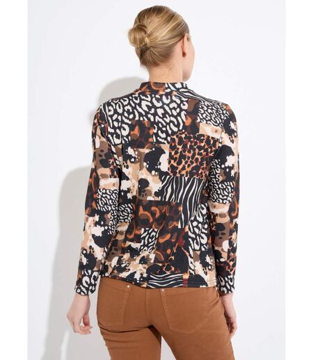 T-shirt col montant motif animalier maille chaude