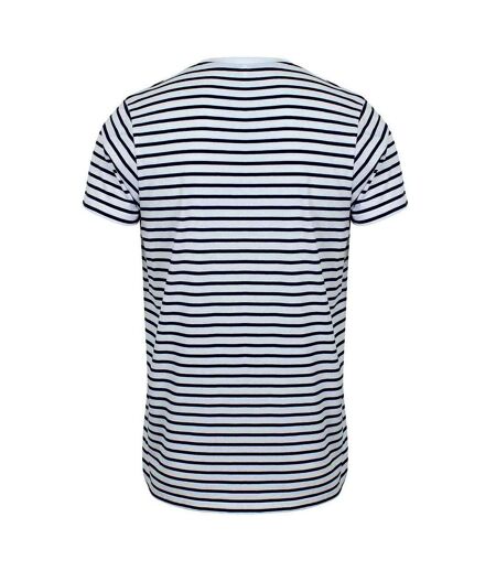 SF Unisex Adult Striped T-Shirt (White/Oxford Navy) - UTPC5933