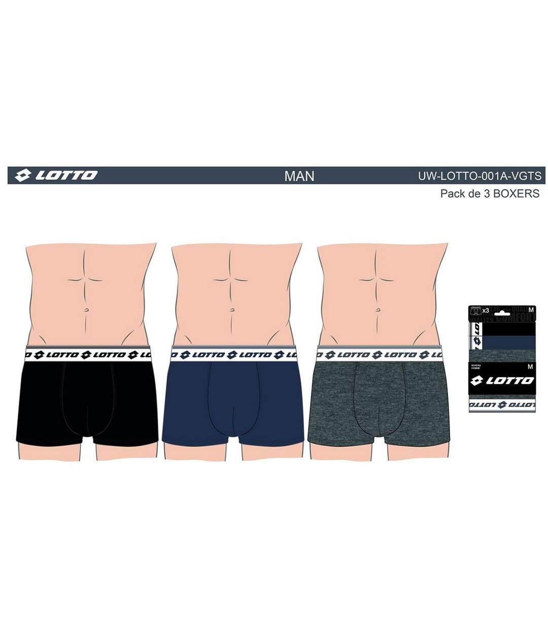 Boxer homme LOTTO Pack de 3 Boxers 0860