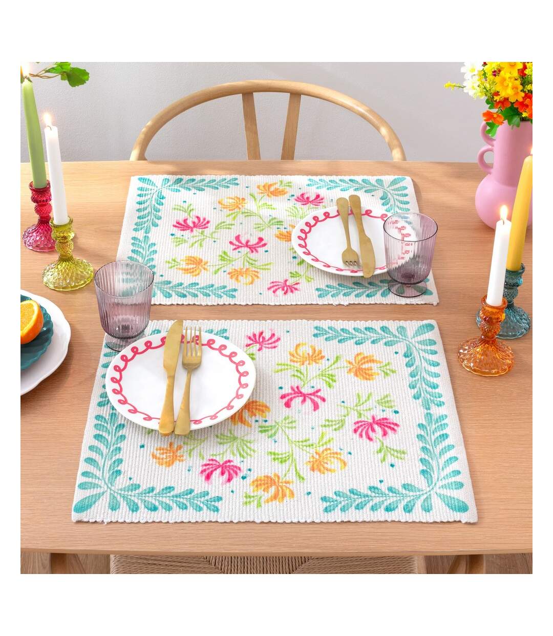 Pack of 4  Honeysuckle placemat  46cm x 36cm multicoloured Furn-2