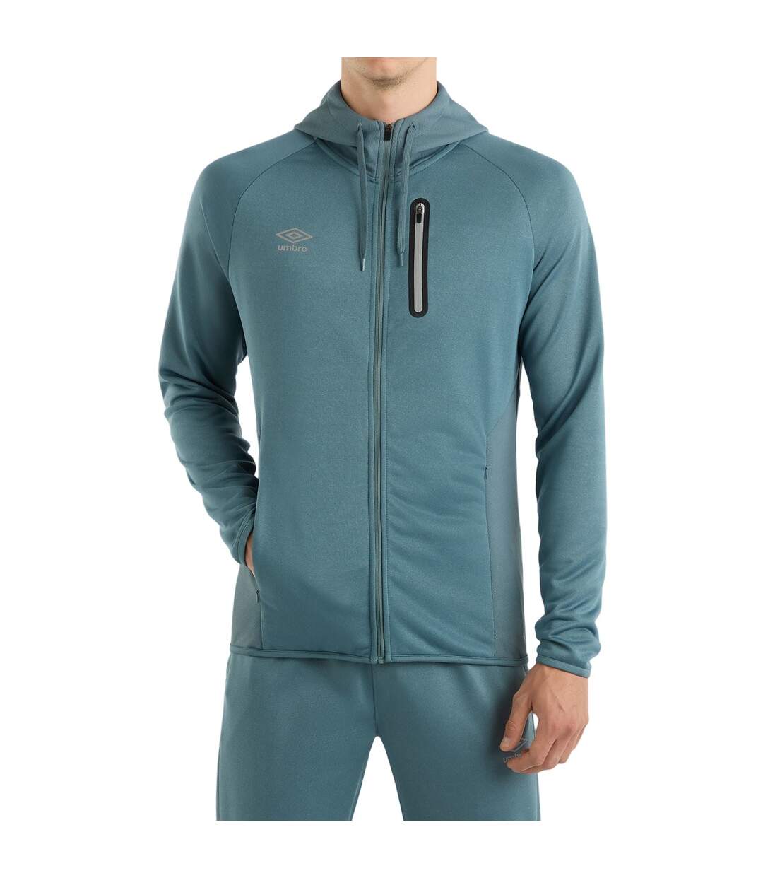 Mens Sportswear Full Zip Raglan Hoodie Goblin Blue Umbro-1