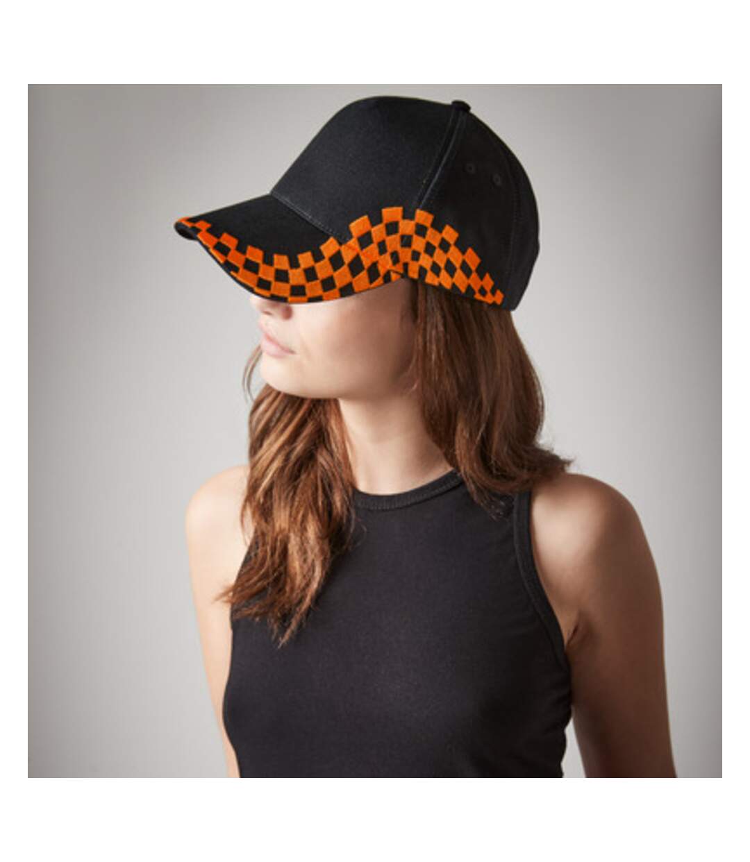 Casquette de baseball grand prix adulte noir / orange Beechfield-2