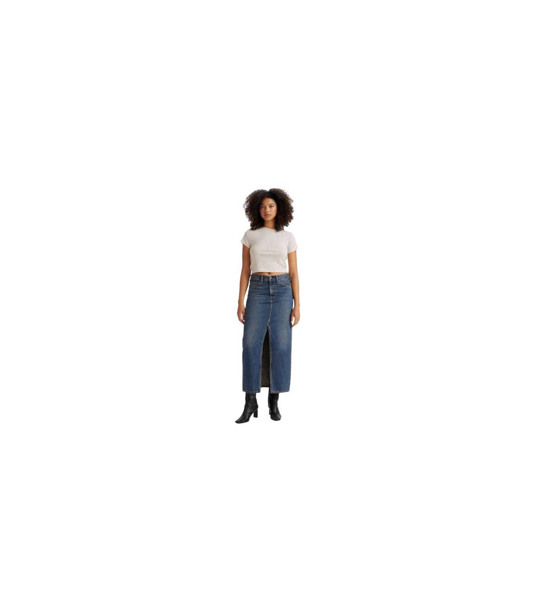 Jupe Longue Femme Bleu Foncé Levis-1