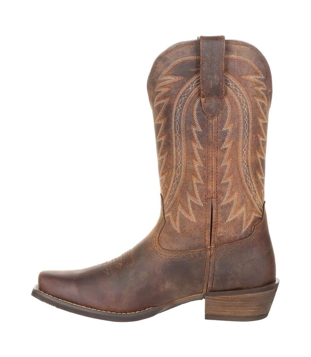 Mens Rebel Frontier Full Grain Leather Cowboy Boots Distressed Sunset Brown Durango-3
