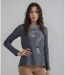 Pull Femmes Long Manches Gris avec Col Rond et Détails en Strass-4
