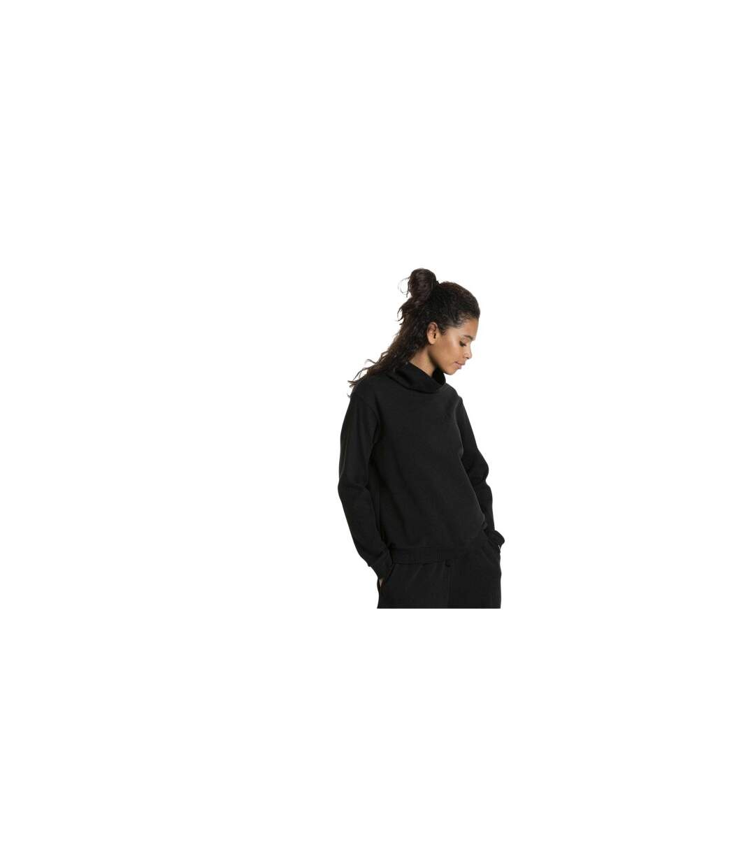 Womens/ladies Fusion Logo Turtle Neck Sweatshirt Black Puma-1