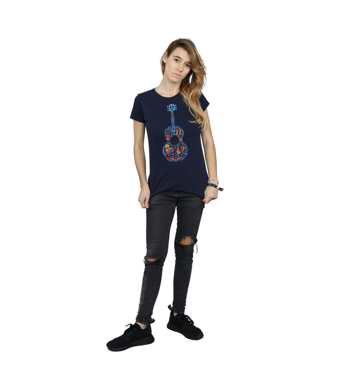 Disney - T-shirt COCO GUITAR PATTERN - Femme (Bleu marine) - UTBI14297-4