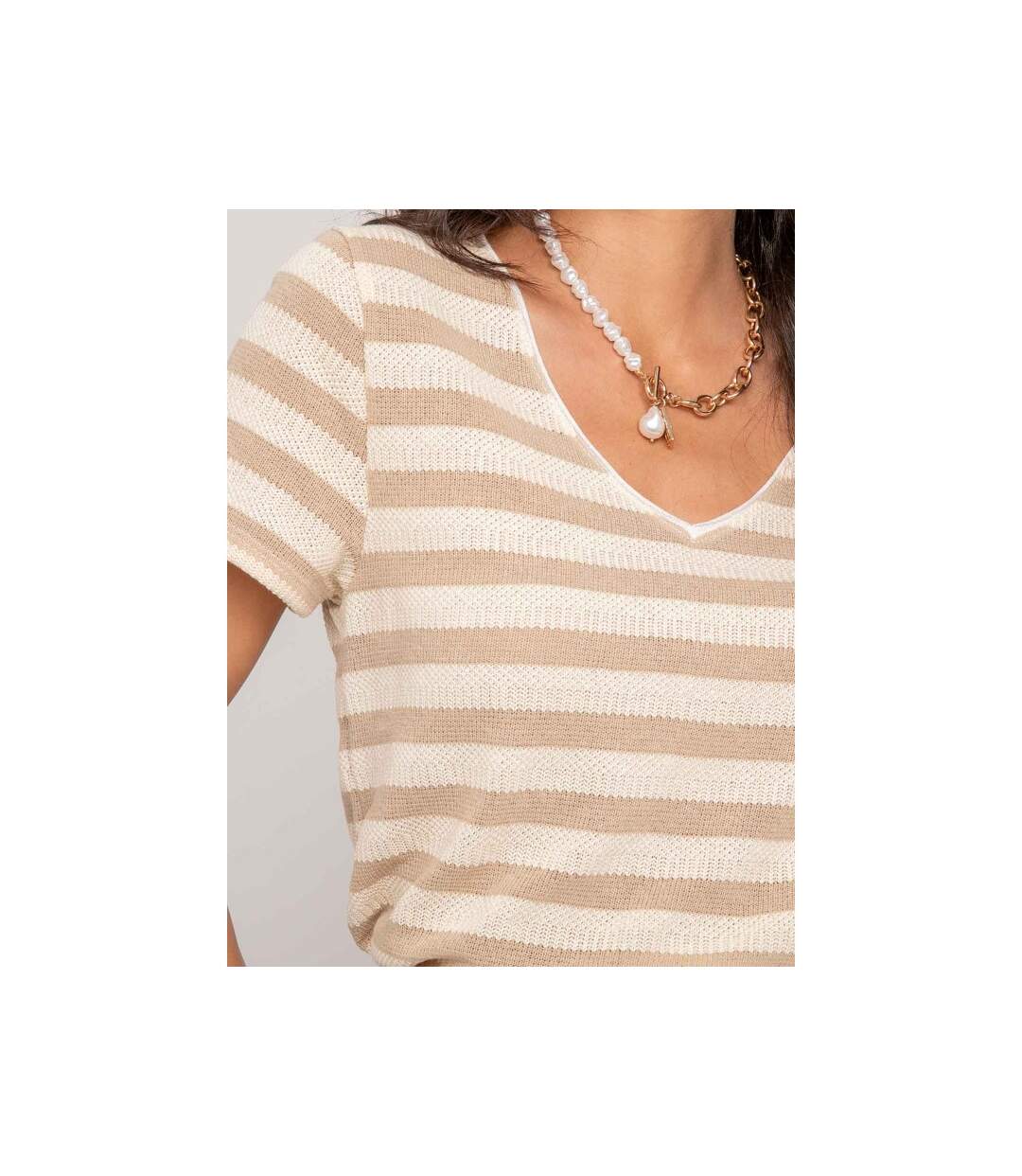 T-shirt manches courtes rayures FIGO - Dona X Lisa-3