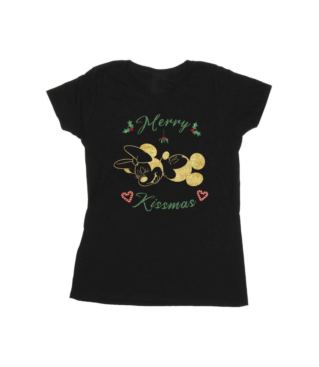 Disney Femme/Les femmes - T-shirt en coton Mickey Mouse Merry Kissmas (Noir) - UTBI33559-1