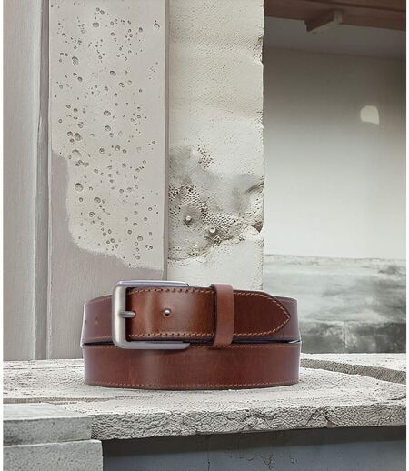 Ceinture en cuir noir pour homme - élégance décontractée en vachette véritable