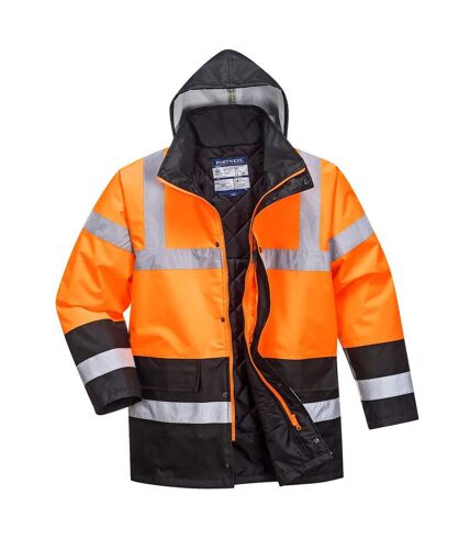Portwest Mens Contrast Hi-Vis Safety Traffic Jacket (Orange/Black) - UTPW816