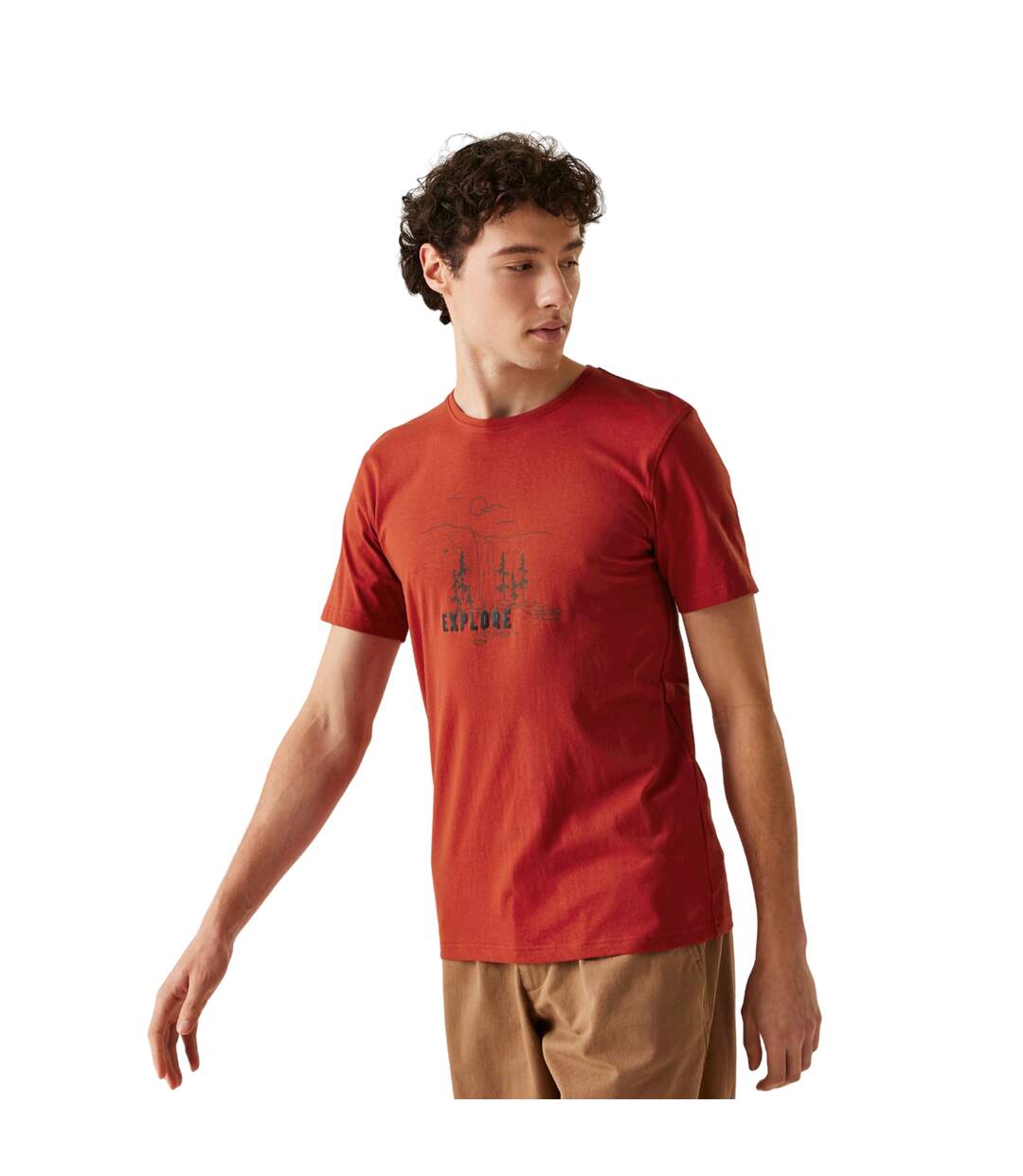 T-shirt Cline Explore Homme Ocre Rouge Regatta-1