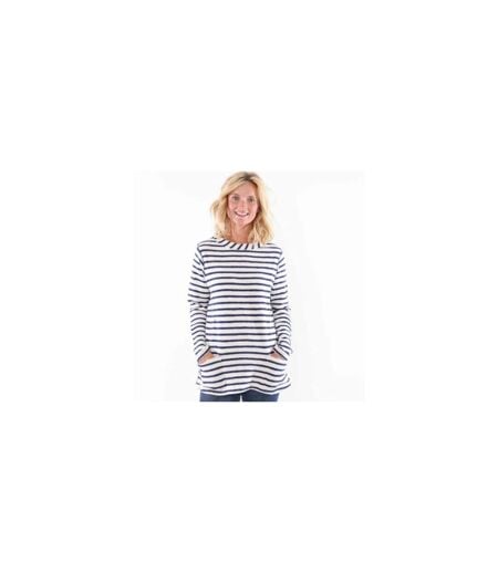 Sweat Motif/style Rayé Femme Blanc Cassé Lazy Jacks