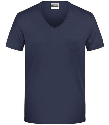 T-shirt BIO col V poche poitrine - Homme - 8004 - bleu marine