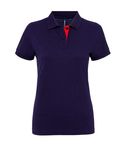 Asquith & Fox Womens/Ladies Short Sleeve Contrast Polo Shirt (Navy/ Red) - UTRW5353