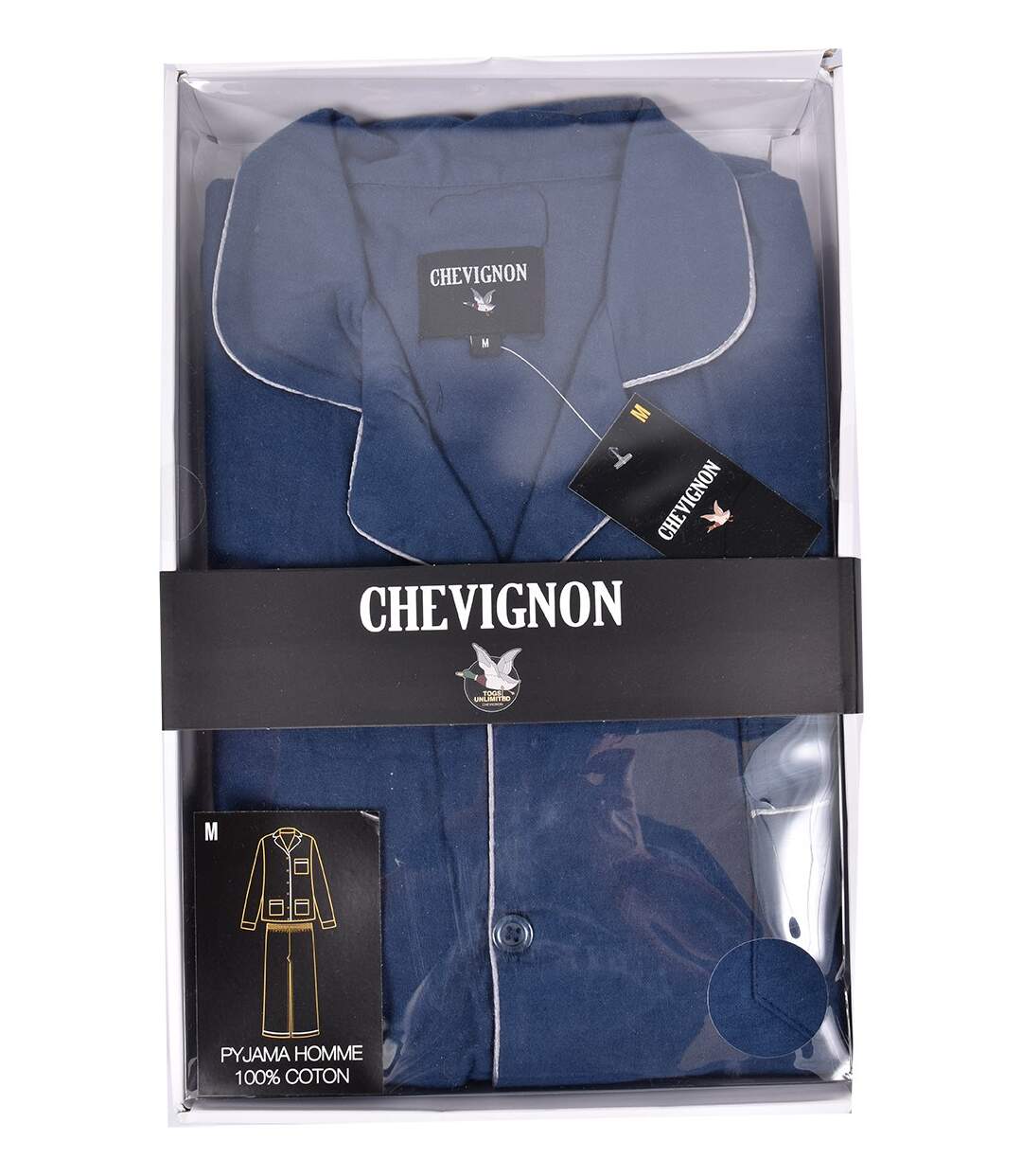 Pyjama Homme Long CHEVIGNON Boutonné PACEY Marine-4