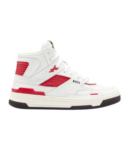 Mens Leather Trainers White Boss