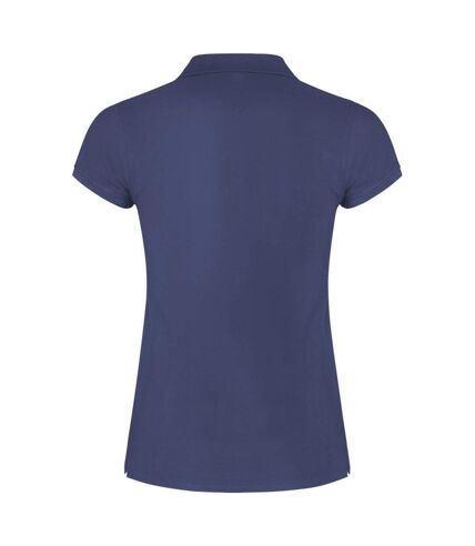 Womens/ladies star polo shirt blue denim Roly