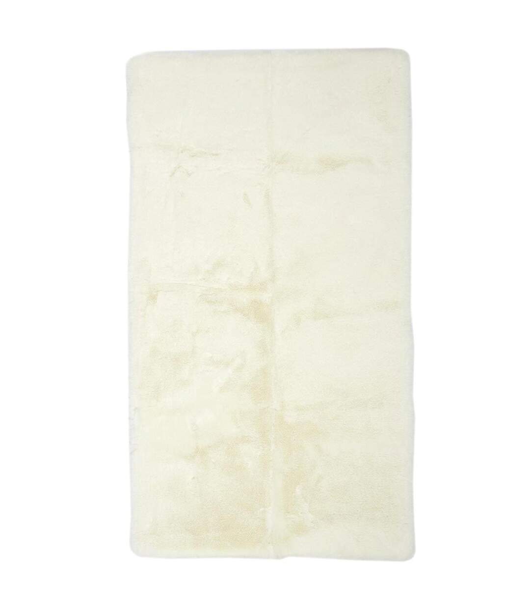 Tapis Imitation Fourrure Fin 60x110cm Écru-1