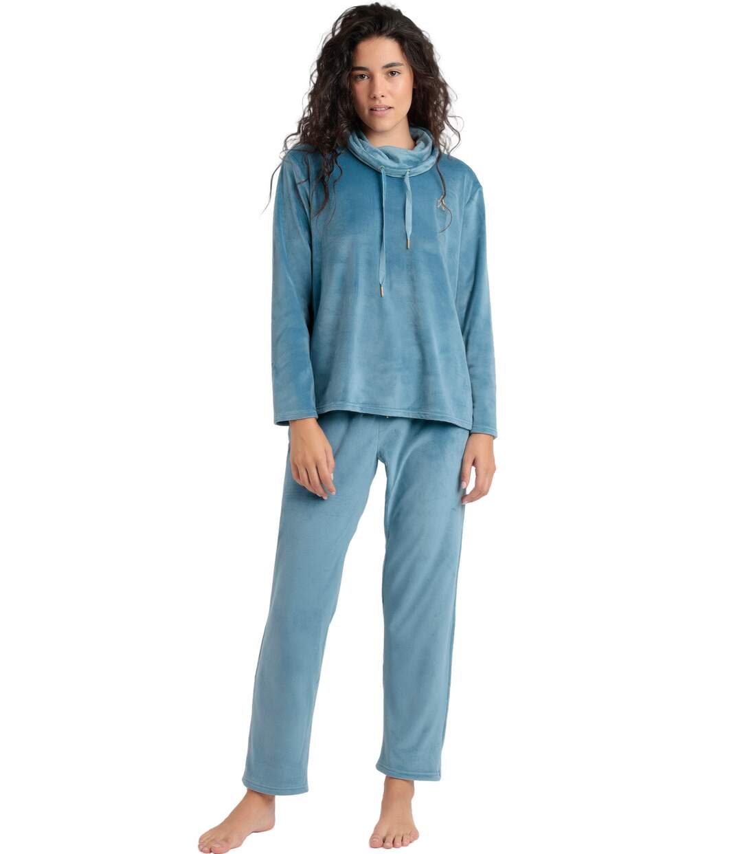 Pyjama velours pantalon sweat à col montant Luxury Velvet Admas-1