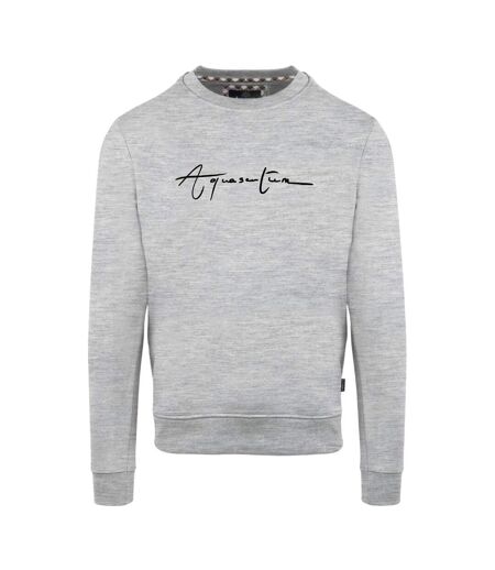 Mens Script Crew Neck Regular Sweatshirt Grey Aquascutum