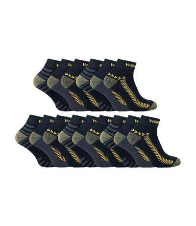 Mens 15 Pairs Multipack Ankle Trainer Socks: Low-Cut Reinforced Work Socks