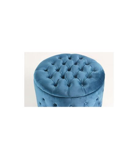 Pouf Rond Design en Velours Visalni 60cm Bleu