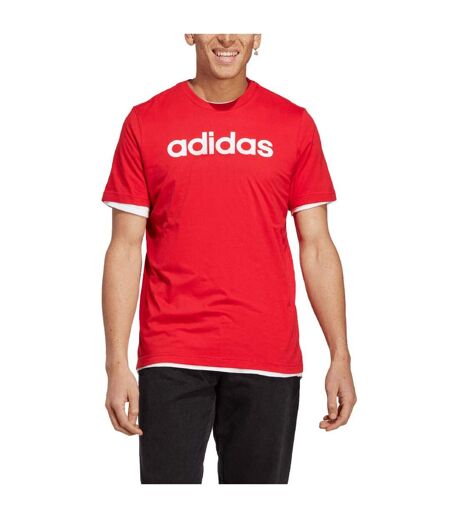 T-shirt Style Logo Brodé Essentials Linear Homme Rouge Adidas