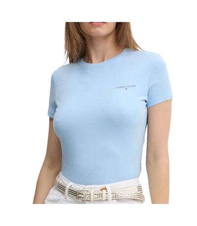 T-shirt Bleu Femme Tommy Hilfiger Slim Linear - L