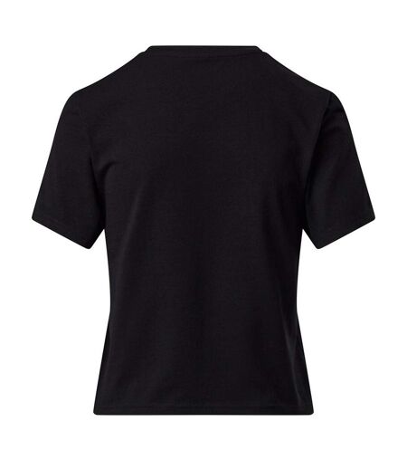 Womens/ladies Victory Capped Sleeved Crop T-shirt Black Gym King