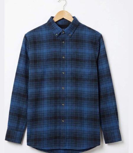 CHALLENGER BACK — Chemise à carreaux manches longues flanelle bleu : le confort chaud et intemporel