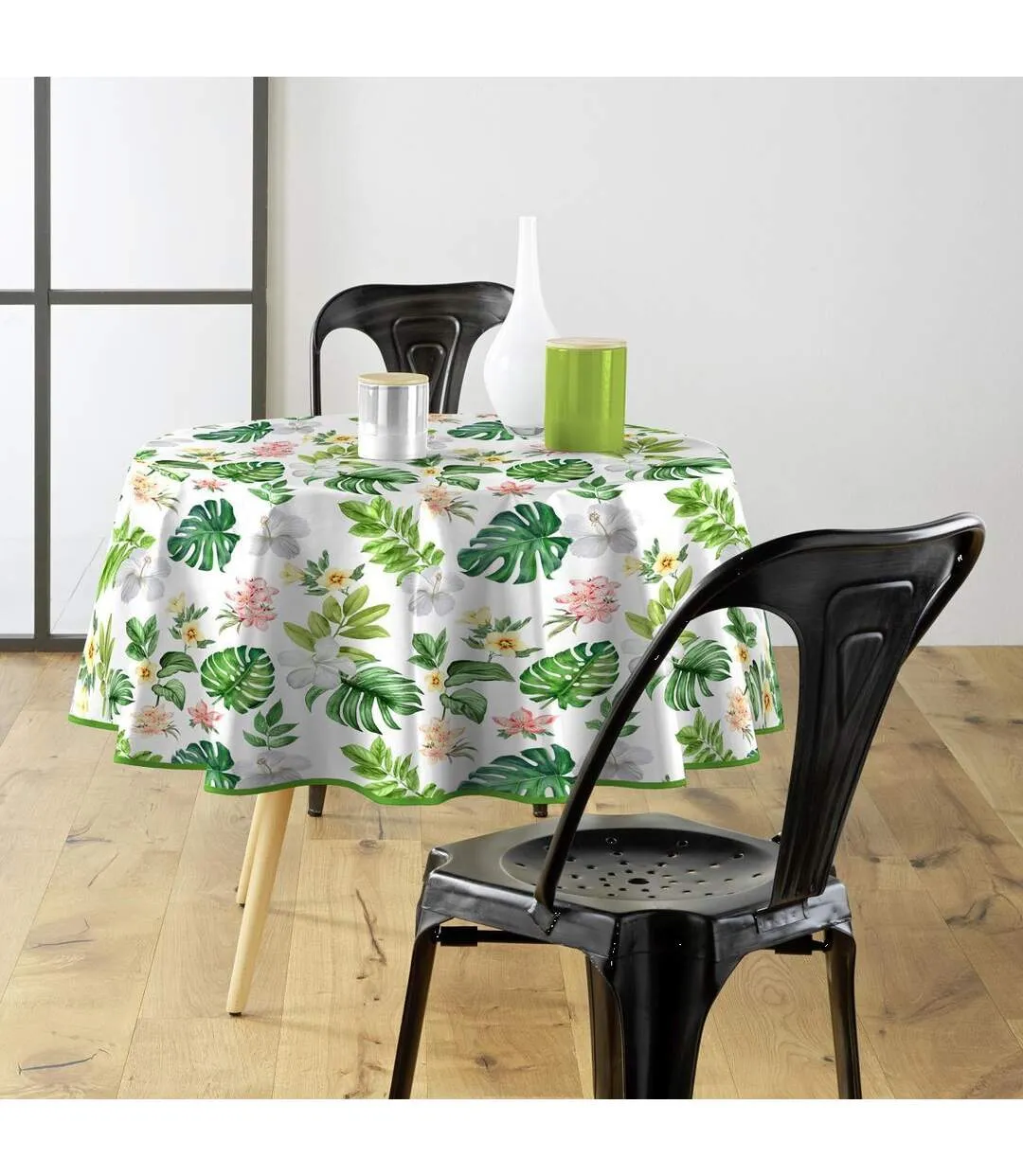 Nappe Toile Cirée Ronde Baleares 160cm Vert-1